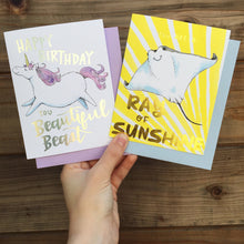 Load image into Gallery viewer, Happy Birthday You Beautiful Beast Unicorn Holographic Glitter Foil Card
