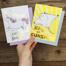 Load image into Gallery viewer, Happy Birthday You Beautiful Beast Unicorn Holographic Glitter Foil Card