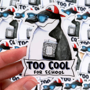Too Cool Penguin Vinyl Die Cut Weatherproof Sticker