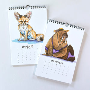 2026 Swimsuit Animals Watercolor Wall Calendar