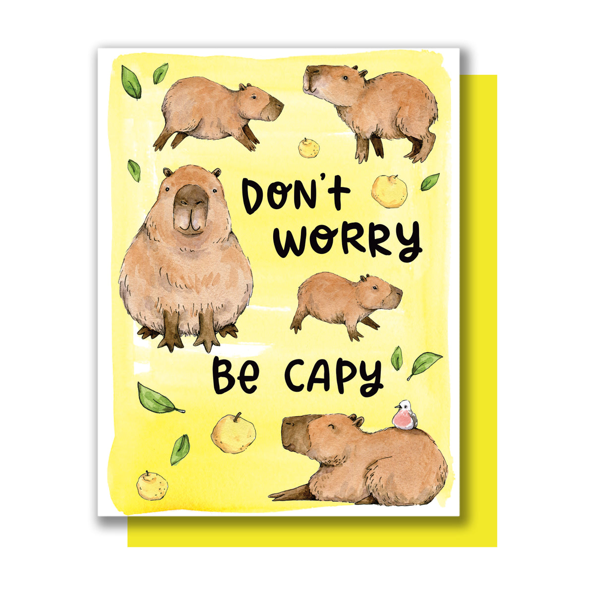 Don't Worry Be Capy Capybara Encouragement Card – Paper Wilderness