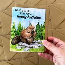 Load image into Gallery viewer, Wood Like To Wish You A Happy Birthday Beaver Card

