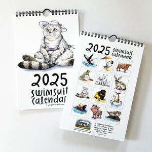 2025 Swimsuit Animals Watercolor Wall Calendar