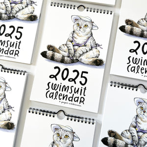 2025 Swimsuit Animals Watercolor Wall Calendar