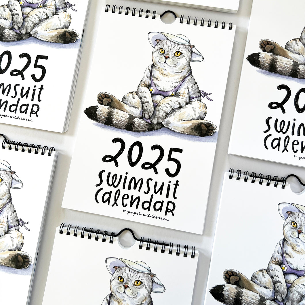 2025 Swimsuit Animals Watercolor Wall Calendar