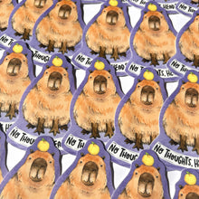 Load image into Gallery viewer, No Thoughts Head Empty Capybara Vinyl Die Cut Weatherproof Sticker

