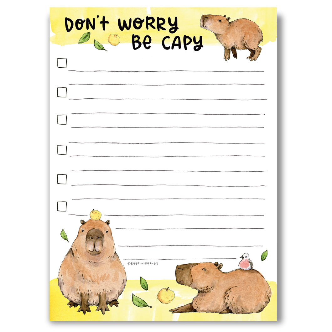 Don't Worry Be Capy Capybara Checklist To Do List Notepad