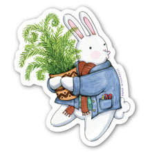 Load image into Gallery viewer, Plant Lover Bunny Vinyl Die Cut Weatherproof Sticker
