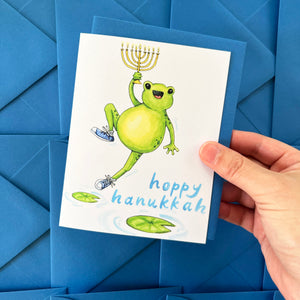 Hoppy Hanukkah Cute Frog Card