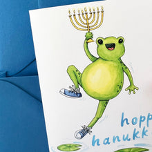 Load image into Gallery viewer, Hoppy Hanukkah Cute Frog Card
