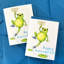 Load image into Gallery viewer, Hoppy Hanukkah Cute Frog Card
