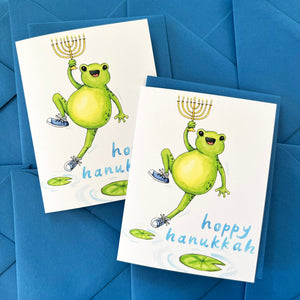 Hoppy Hanukkah Cute Frog Card