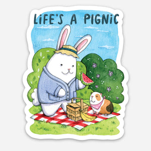 Life's A Pignic Guinea Pig Bunny Vinyl Die Cut Weatherproof Sticker