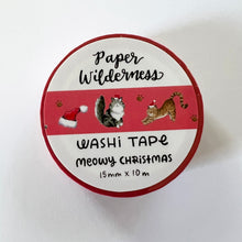 Load image into Gallery viewer, Meowy Christmas Holiday Cats 15mm Washi Tape

