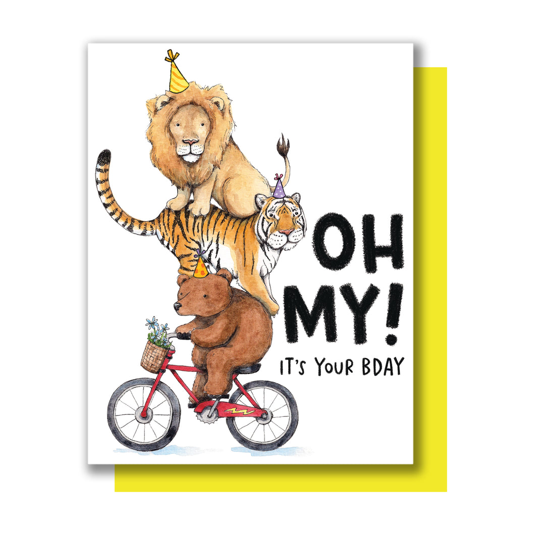 Lions, Tigers and Bears Oh My! Happy Birthday Card