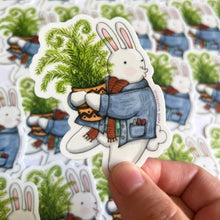 Load image into Gallery viewer, Plant Lover Bunny Vinyl Die Cut Weatherproof Sticker
