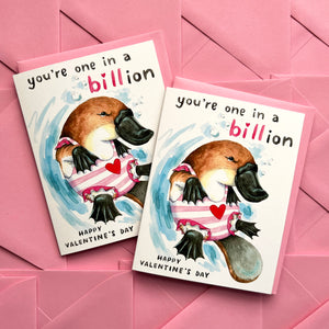 One In A Billion Platypus Happy Valentine's Day Card