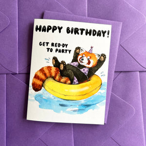 Red Panda Red-dy To Party Happy Birthday Card