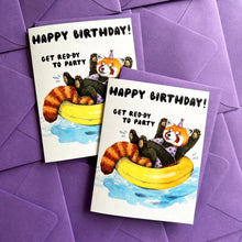 Load image into Gallery viewer, Red Panda Red-dy To Party Happy Birthday Card
