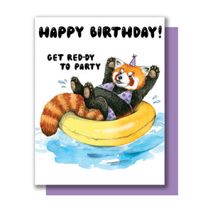 Red Panda Red-dy To Party Happy Birthday Card