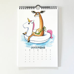 2025 Swimsuit Animals Watercolor Wall Calendar
