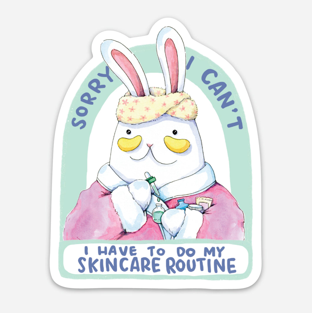 Skincare Routine Bunny Vinyl Die Cut Weatherproof Sticker