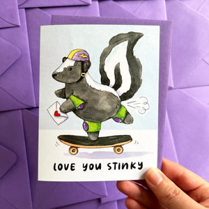 Love You Stinky Skunk Valentine Love Card