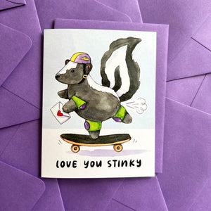 Love You Stinky Skunk Valentine Love Card