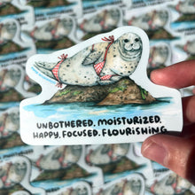 Load image into Gallery viewer, Unbothered Moisturized Seal Vinyl Die Cut Weatherproof Sticker
