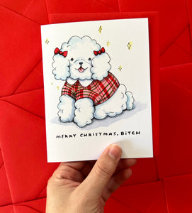 Merry Christmas Bitch Poodle Holiday Card