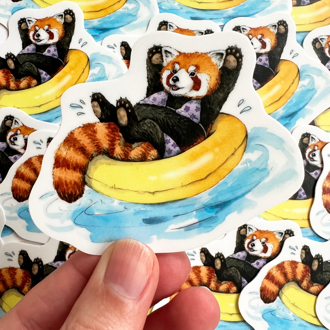 Red Panda Swimsuit Vinyl Die Cut Weatherproof Sticker