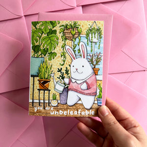 You Are Unbeleafable Plant Lover Bunny Card