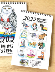 2022 Swimsuit Animals Watercolor Wall Calendar