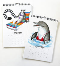 Load image into Gallery viewer, 2023 Swimsuit Animals Watercolor Wall Calendar
