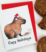 Load image into Gallery viewer, Capy Holidays Capybara Happy Holiday Christmas Card
