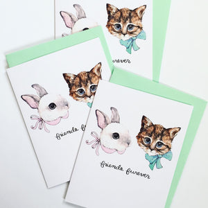 Friends Furever Bunny Kitten Friendship Best Friends Forever Card