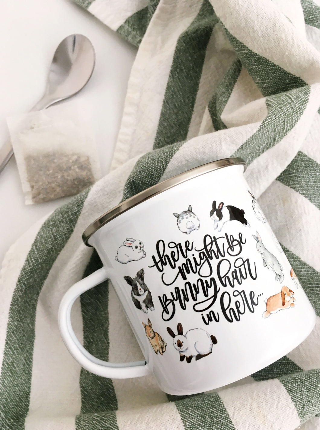 There Might Be Bunny Hair In Here Metal Camp Mug