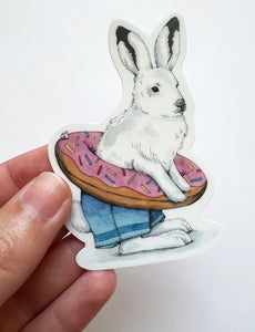 Arctic Hare in Swimsuit Vinyl Die Cut Weatherproof Sticker