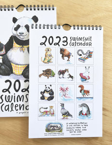 IMPERFECT/SECONDS QUALITY 2023 Swimsuit Animals Watercolor Wall Calendar