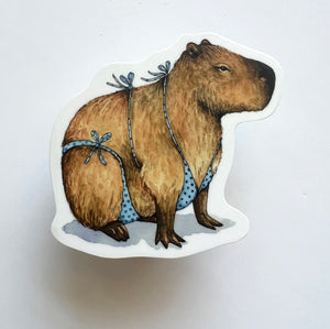 Capybara in Swimsuit Vinyl Die Cut Weatherproof Sticker