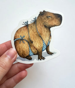 Capybara in Swimsuit Vinyl Die Cut Weatherproof Sticker