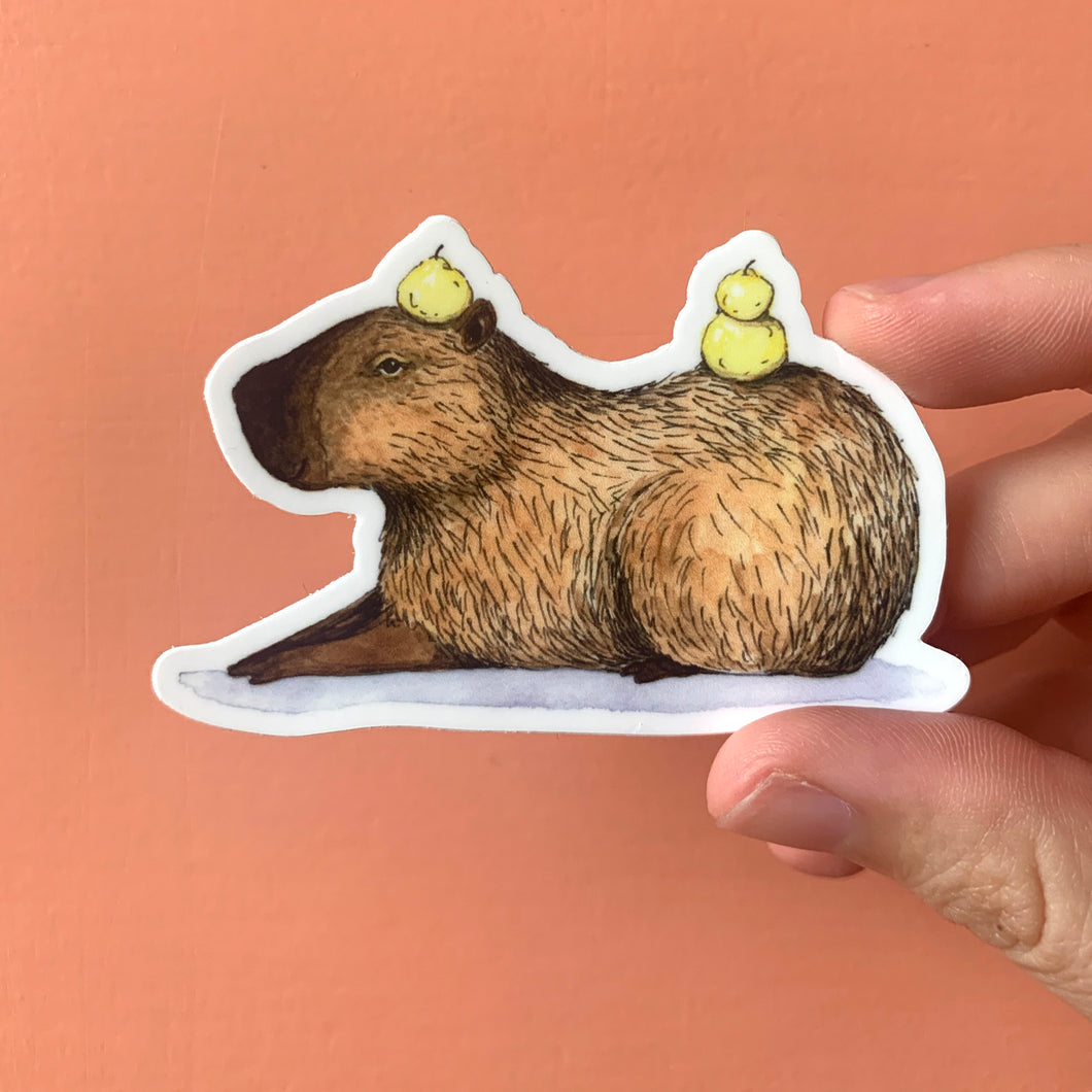 Capybara Laying Down Vinyl Die Cut Weatherproof Sticker