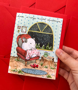 Cozy Little Christmas Chinchilla Holiday Christmas Card