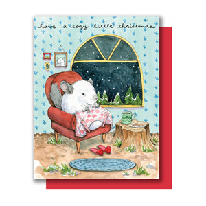 Cozy Little Christmas Chinchilla Holiday Christmas Card