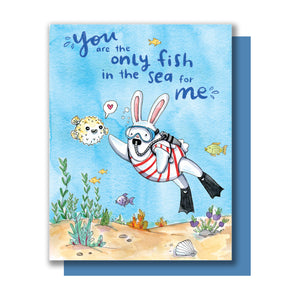 Only Fish In The Sea Scuba Bunny Love Card