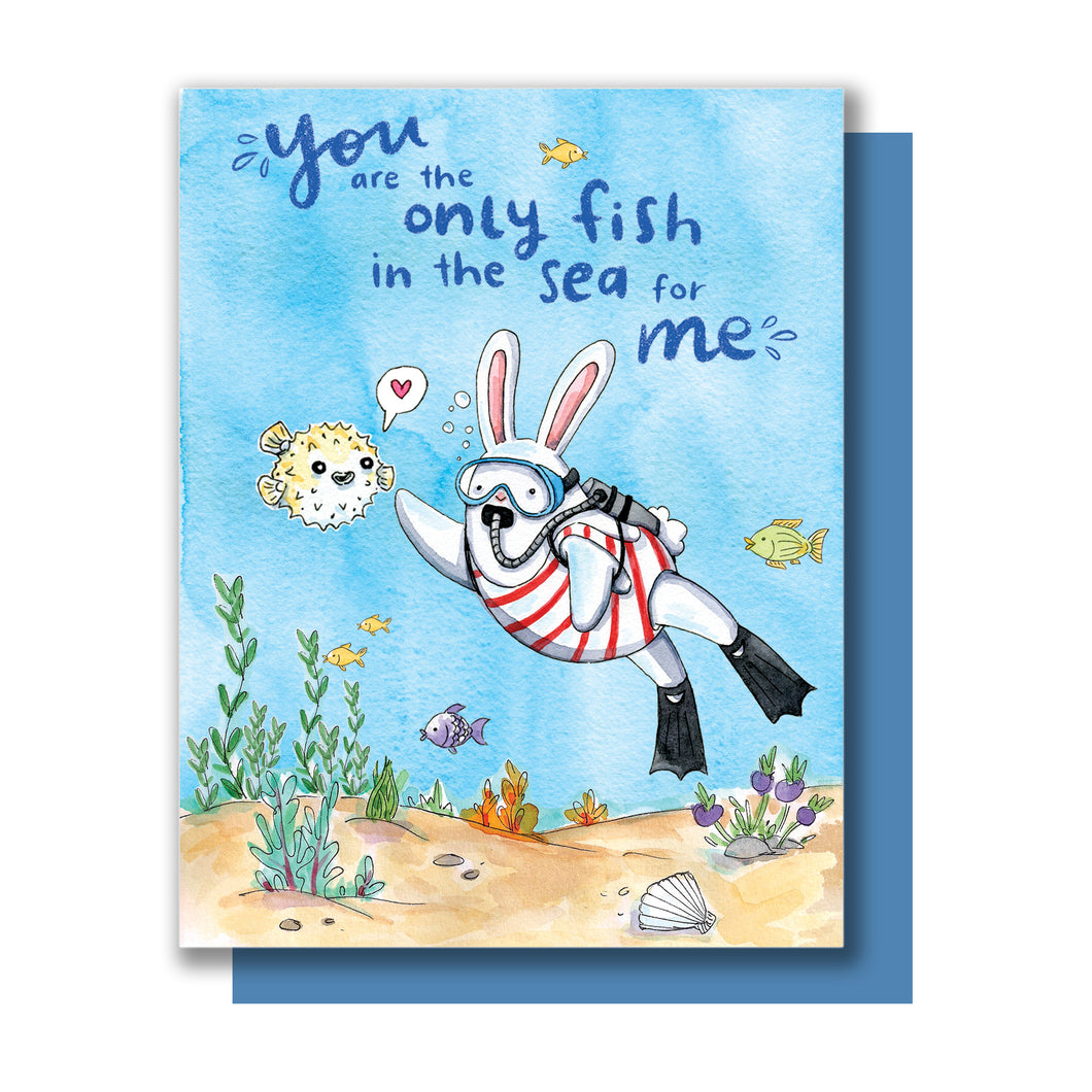 Only Fish In The Sea Scuba Bunny Love Card