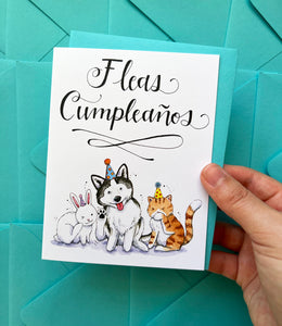 Fleas Cumpleaños Feliz Cupleaños Pets Happy Birthday Card