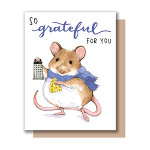 So Grateful For You Cute Mouse Punny Thank You Card