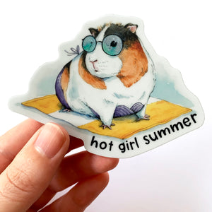 Hot Girl Summer Guinea Pig Holographic Vinyl Sticker