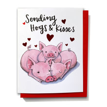 Load image into Gallery viewer, Sending Hogs and Kisses Cute Pigs Red Foil Love Card
